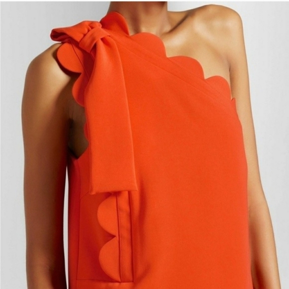 Victoria Beckham X‎ Target, Scalloped One Shoulder Dress, Orange, Size Small - Picture 3 of 12